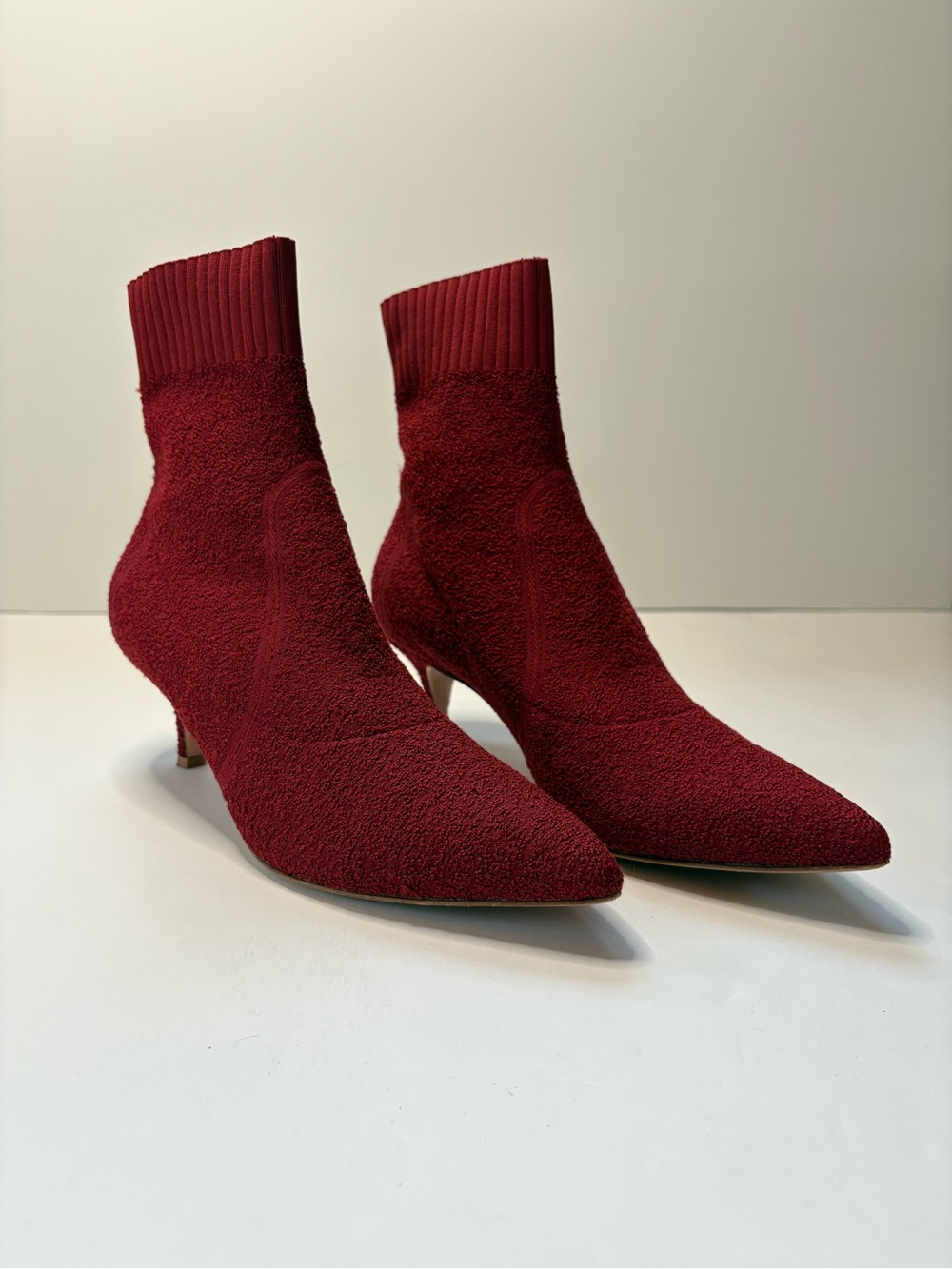 Women's Burgundy Pointed Sock Booties
